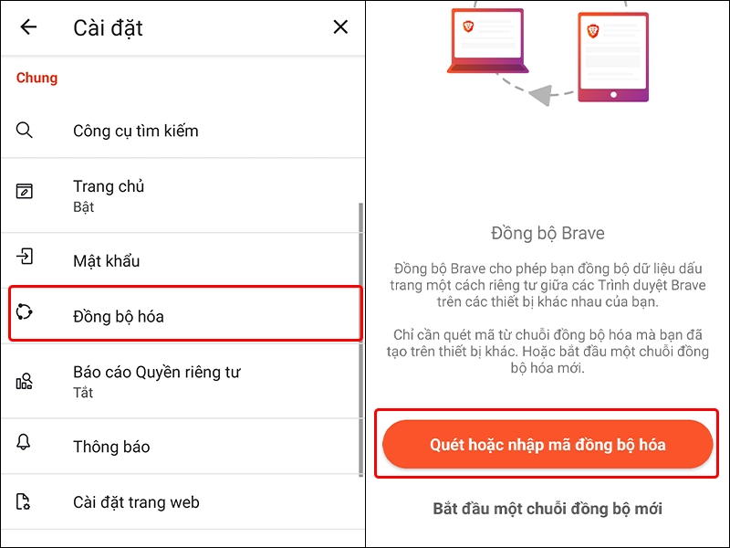 Cách đồng bộ hóa trình duyệt Brave trên nhiều thiết bị