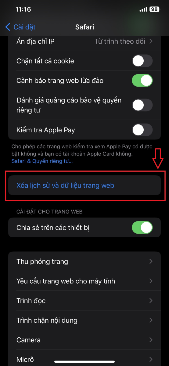 Cách xóa lịch sử trên iPhone