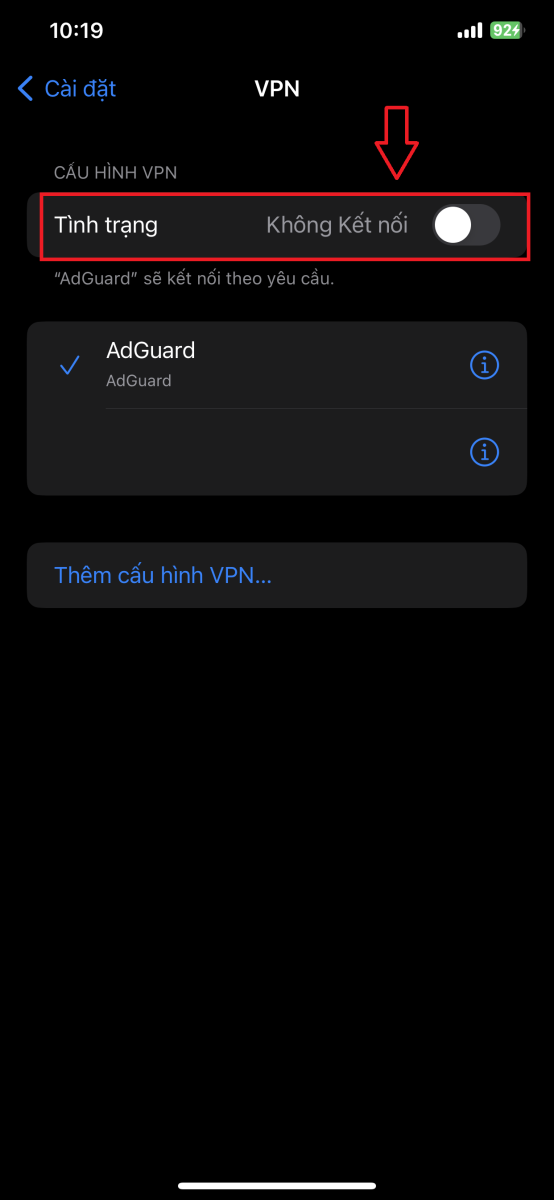 Cách tắt VPN trên iPhone