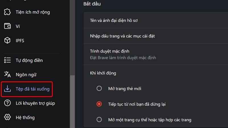Hướng dẫn thay đổi thư mục tải xuống trình duyệt Brave