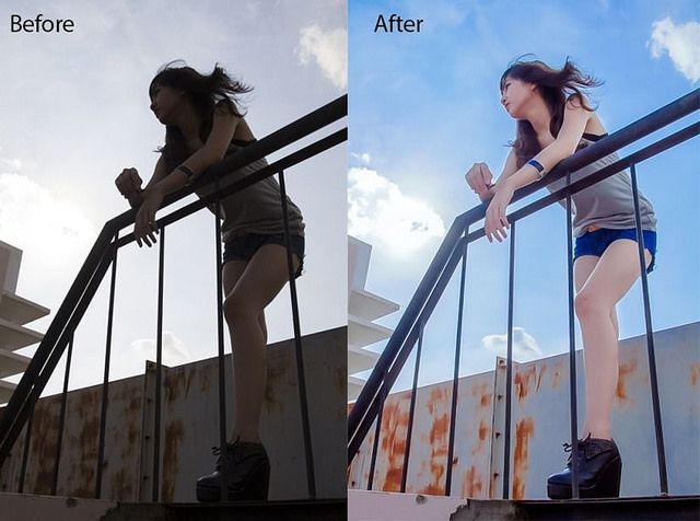 Công thức chỉnh ảnh tone xanh dương 2