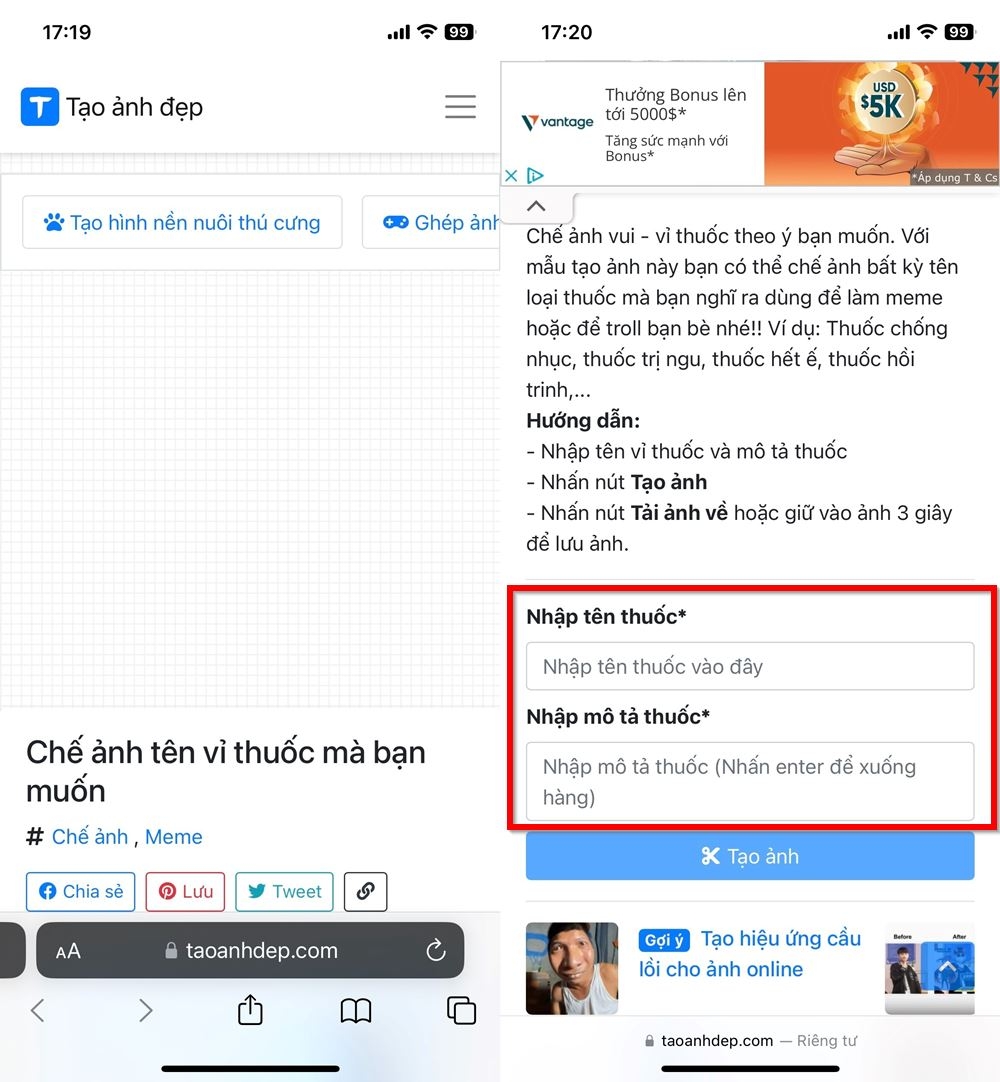 Tạo ảnh vỉ thuốc 1