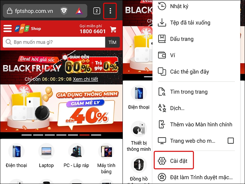 Cách xóa toàn bộ dữ&nbsp; liệu duyệt web trên trình duyệt Brave bằng điện thoại
