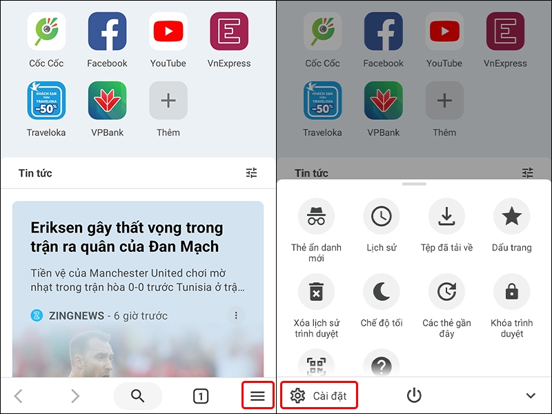 Cách&nbsp;kích hoạt tính năng Khóa trình duyệt trên ứng dụng Cốc Cốc