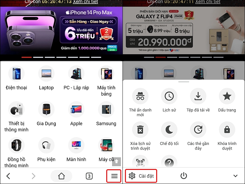 Cách thay đổi chế độ xem thẻ trên trình duyệt Cốc Cốc