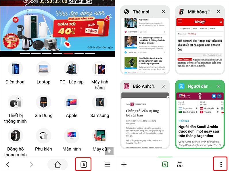 Cách thay đổi chế độ xem thẻ trên trình duyệt Cốc Cốc
