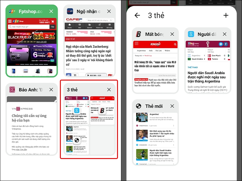 Cách thay đổi chế độ xem thẻ trên trình duyệt Cốc Cốc
