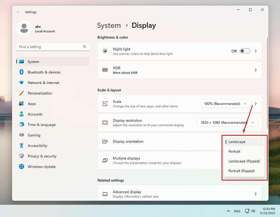 Xoay màn hình trong Windows 11 - Ảnh 07