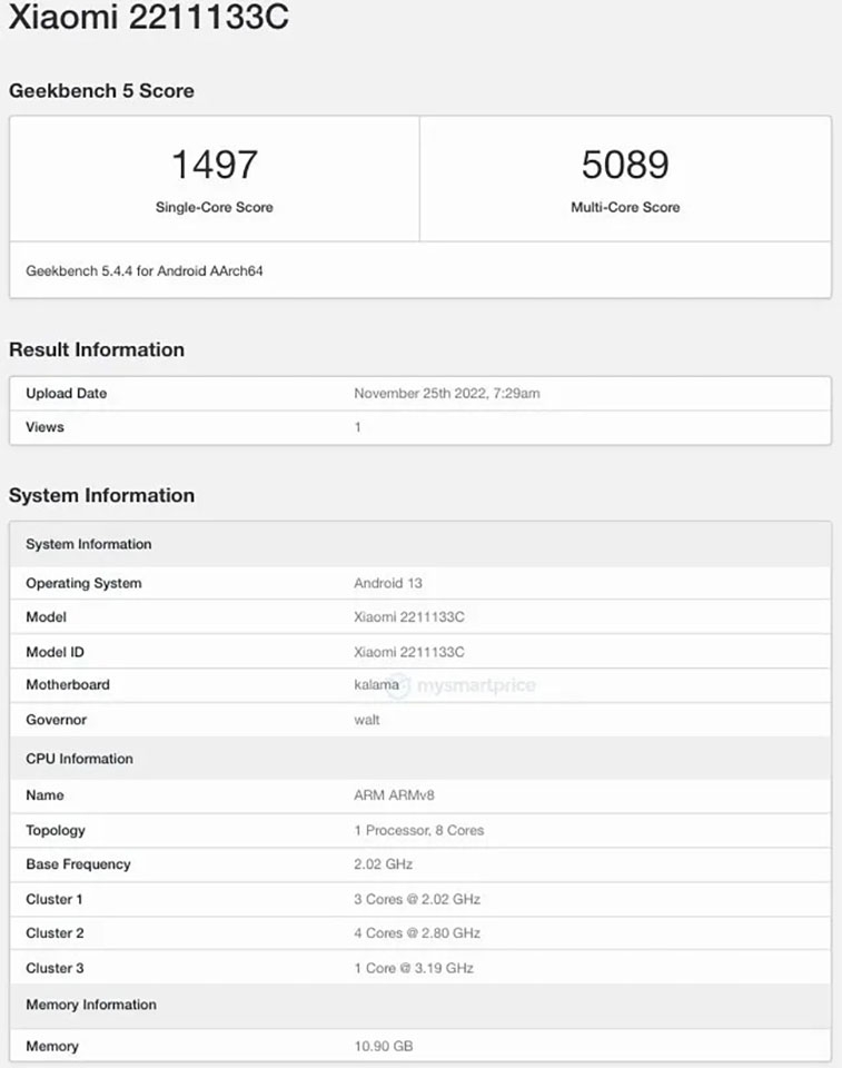 Xiaomi 13 xuất hiện trên Geekbench