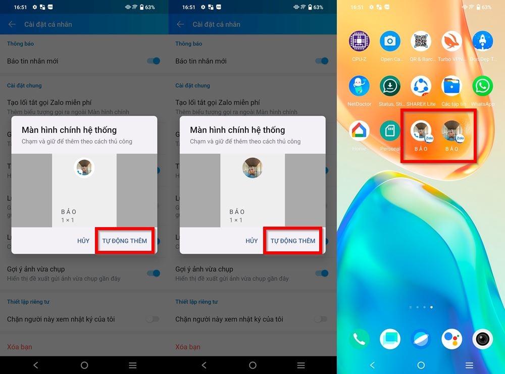 Cách tạo lối tắt Zalo ghim ra màn hình chính 3