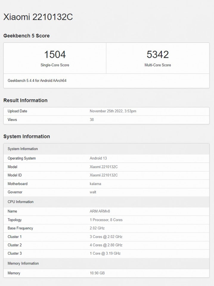 Xiaomi 13 Pro xuất hiện trên Geekbench