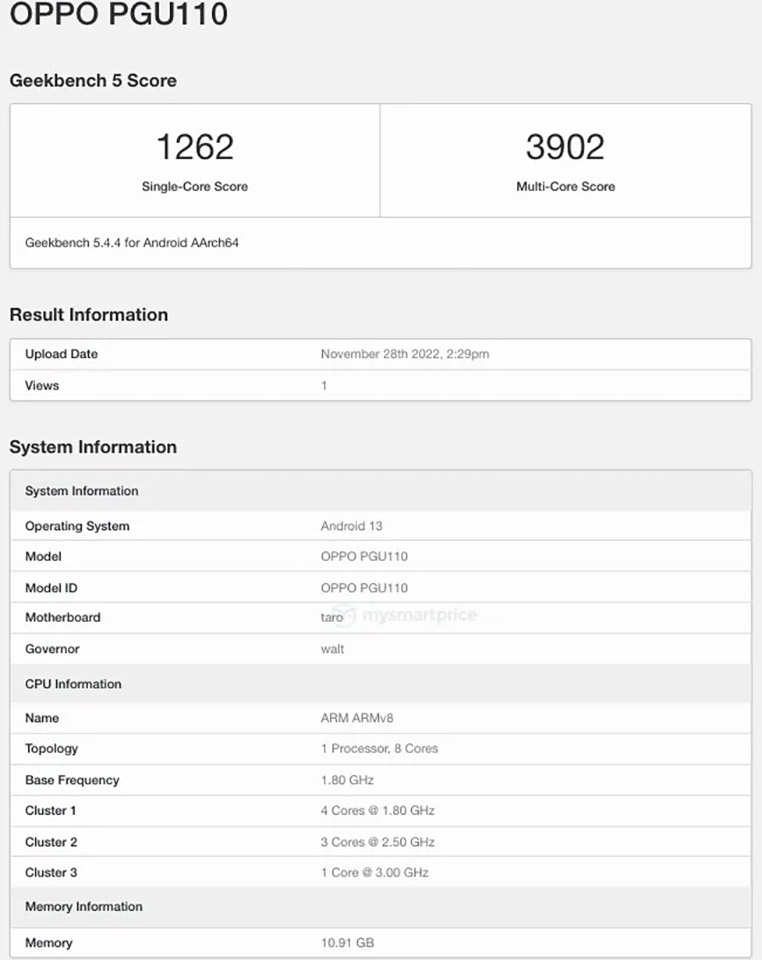 OPPO Find N2 xuất hiện trên Geekbench