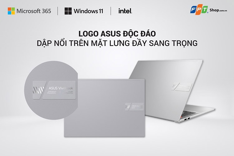 Logo Asus độc đáo, nổi lên trên mặt lưng sang trọng