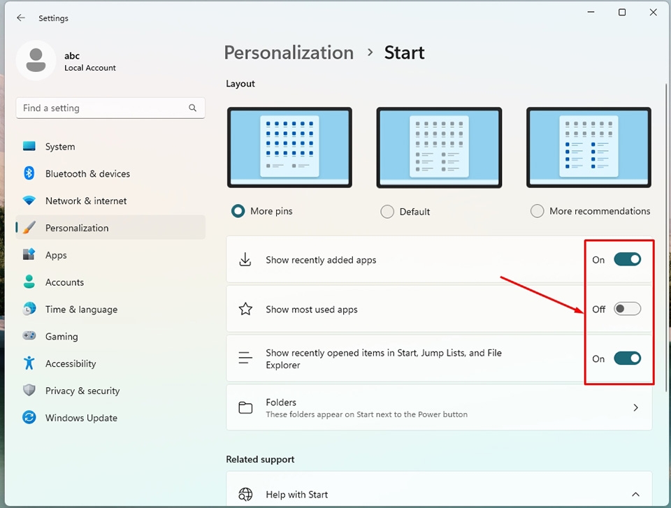 Tắt Recommended trong Windows 11 - Ảnh 05