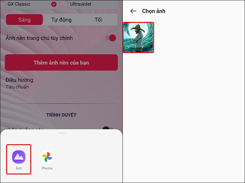 Cách thay đổi hình nền trình duyệt Opera GX trên điện thoại