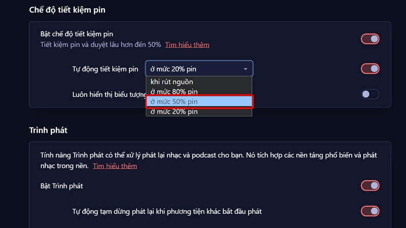 Cách kích hoạt chế độ tiết kiệm pin trên trình duyệt Opera GX
