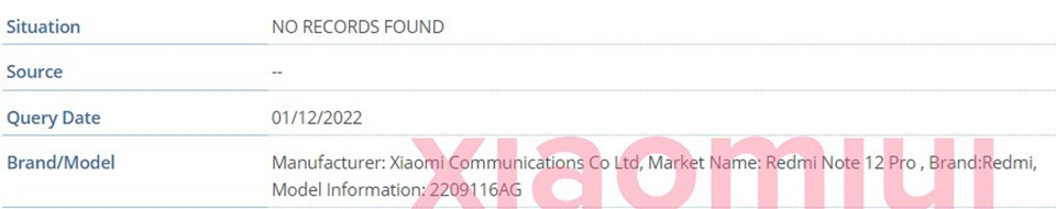 Redmi Note 12 Pro 4G đạt chứng nhận IMEI