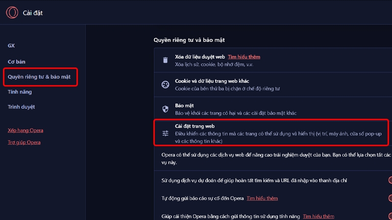 Sửa lỗi không hiển thị hình ảnh trên trình duyệt Opera GX