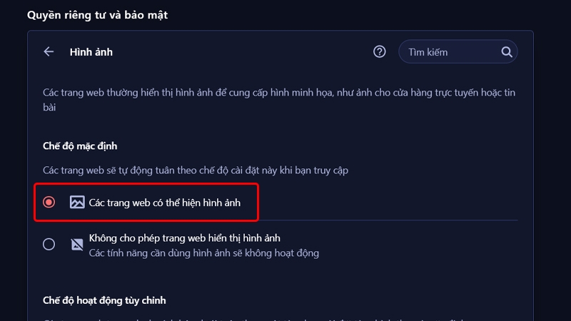 Sửa lỗi không hiển thị hình ảnh trên trình duyệt Opera GX