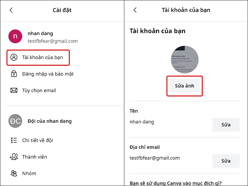 Hướng dẫn cập nhật ảnh hồ sơ trên Canva bằng điện thoại