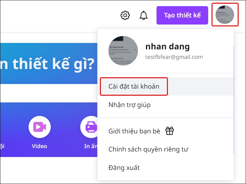 Hướng dẫn cập nhật ảnh hồ sơ trên Canva bằng máy tính