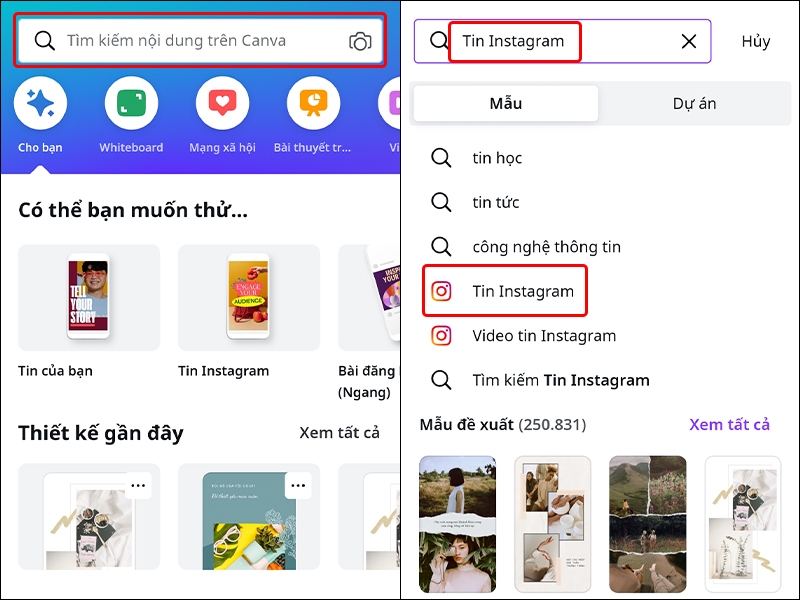 Cách tạo story Instagram bằng Canva trên điện thoại
