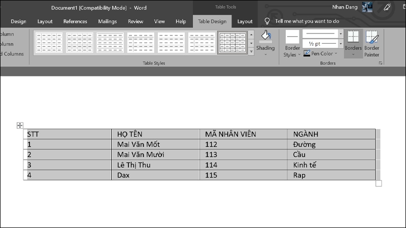 Cách chuyển đổi văn bản sang dạng bảng hàng loạt trong Word