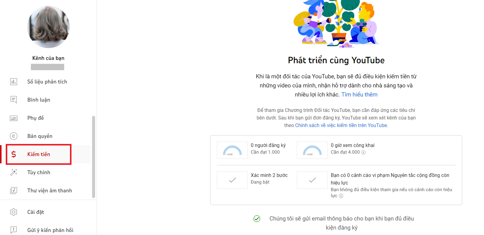 Cách liên kết tài khoản YouTube với Google AdSense 1