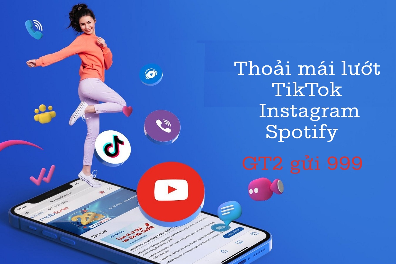 Cách đăng ký 4G Mobiphone 1 ngày 5k - GT2 MobiFone - Thoải mái lướt TikTok, Instagram, Spotify
