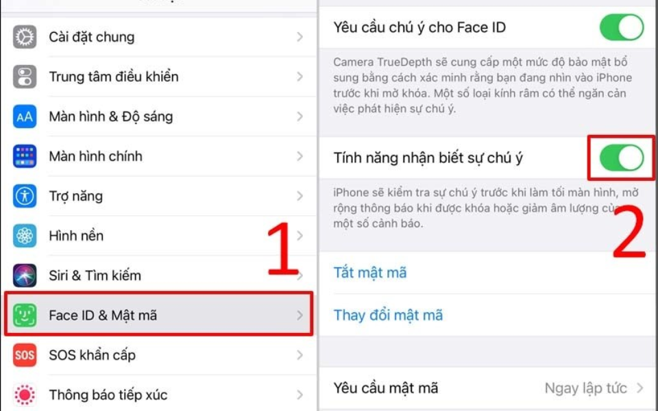 Tắt tính năng 'Nhận biết sự chú ý'