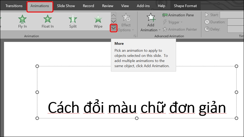 Cách tạo hiệu ứng đổi màu chữ trong PowerPoint