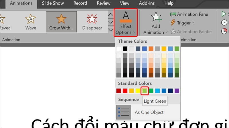 Cách tạo hiệu ứng đổi màu chữ trong PowerPoint
