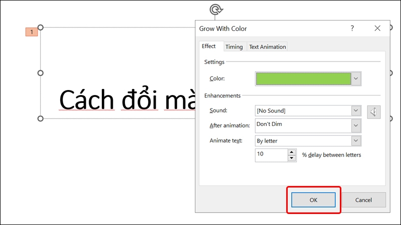 Cách tạo hiệu ứng đổi màu chữ trong PowerPoint