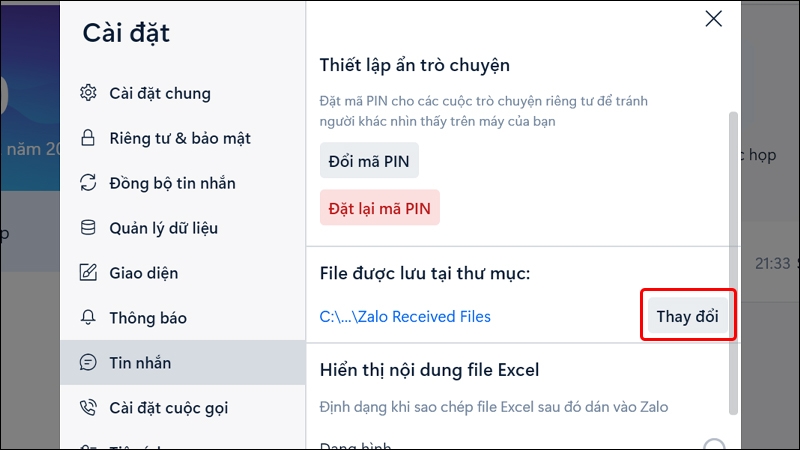 Hướng dẫn thay đổi thư mục lưu file trên Zalo PC