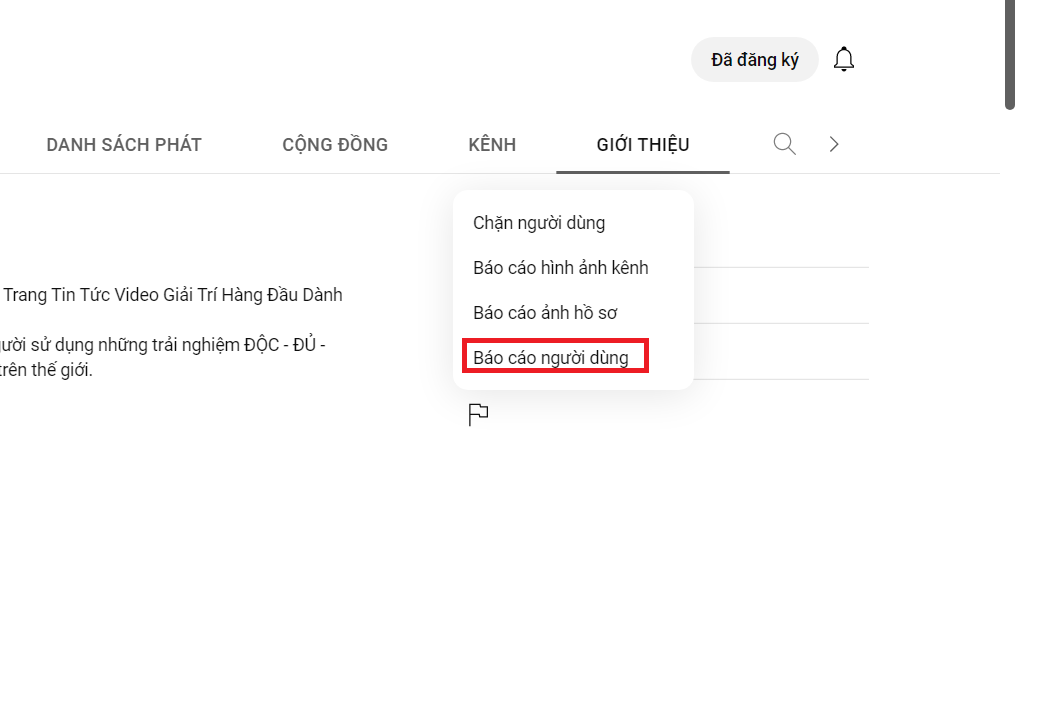 Cách report kênh YouTube 2