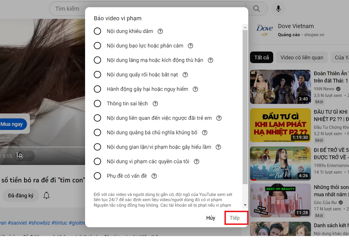 Cách report video YouTube 2