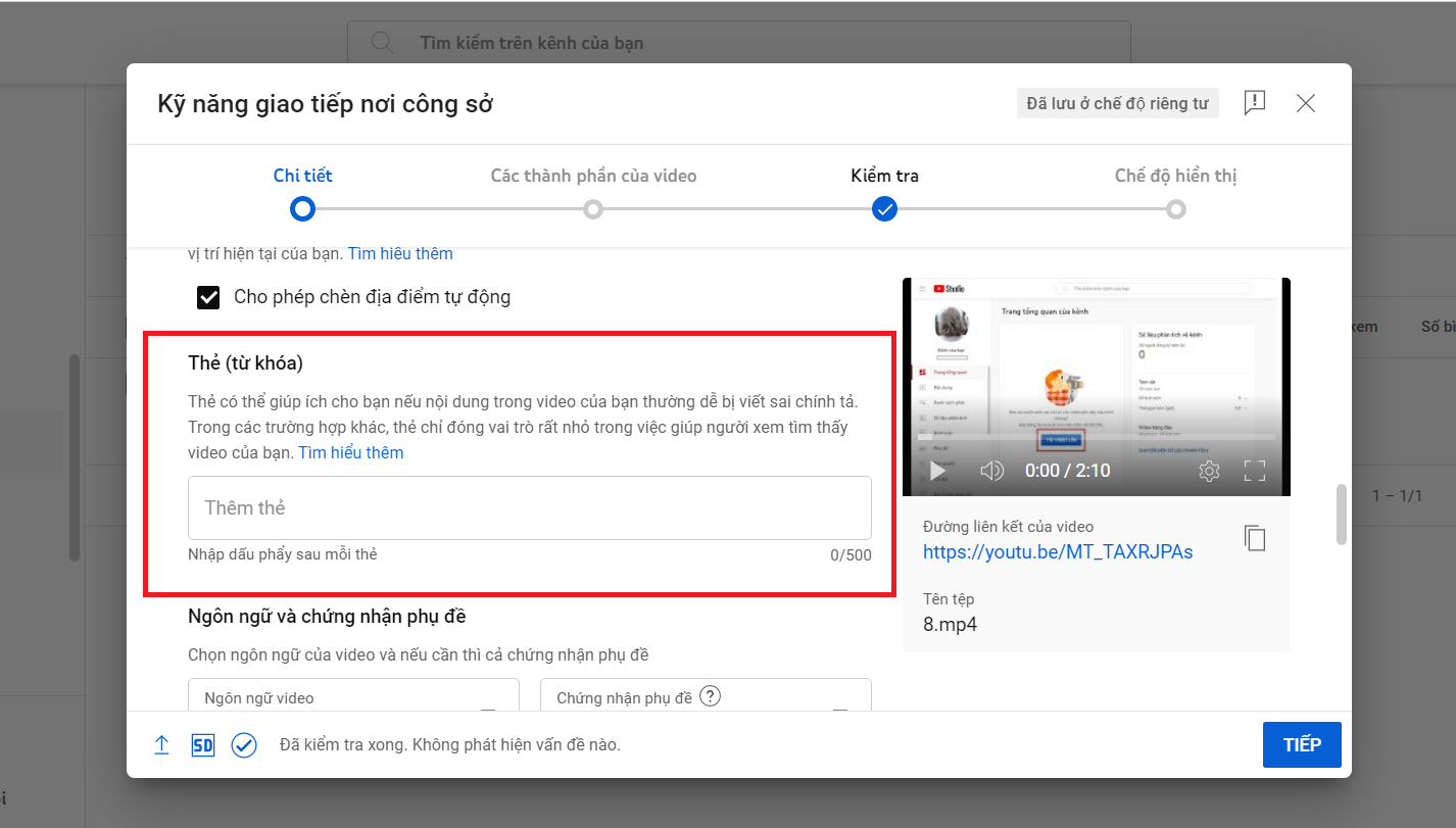 Cách thêm thẻ định dạng YouTube vào video 2