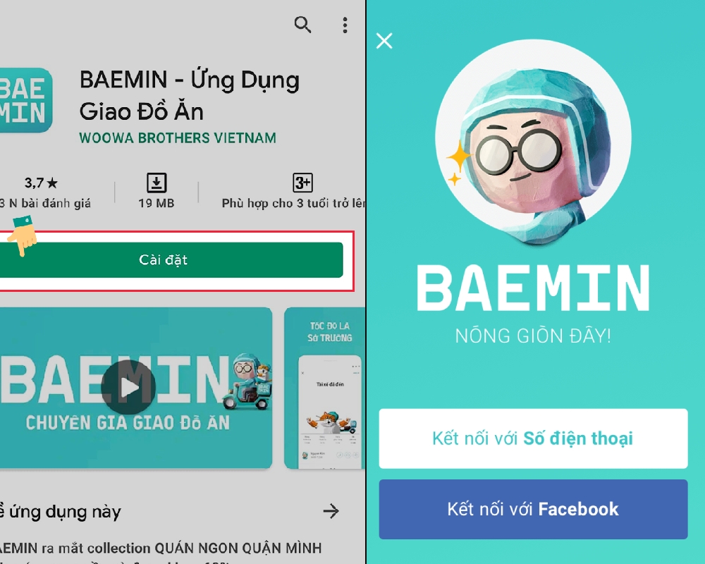 Tải ứng dụng và đăng ký tài khoản Baemin