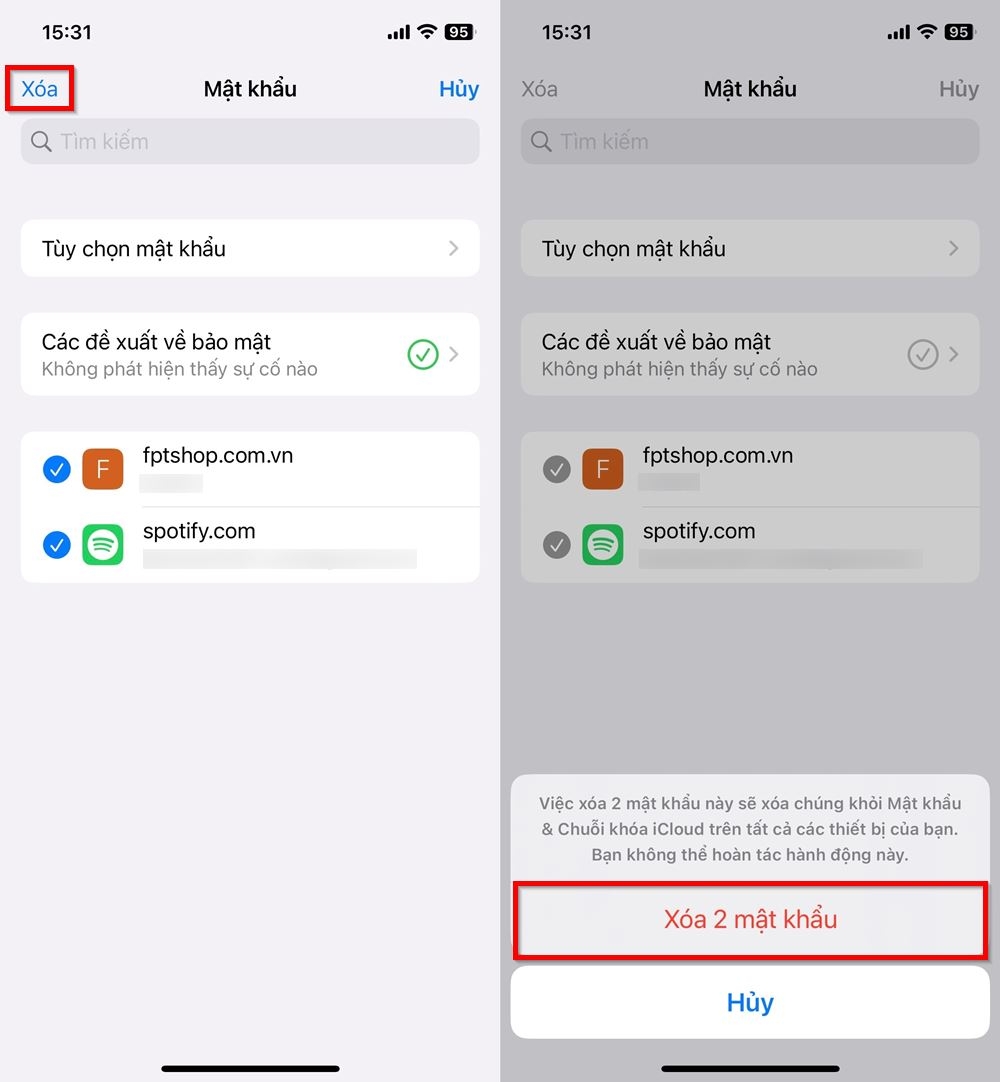 Cách xóa nhiều mật khẩu đã lưu trên iPhone cùng lúc 2