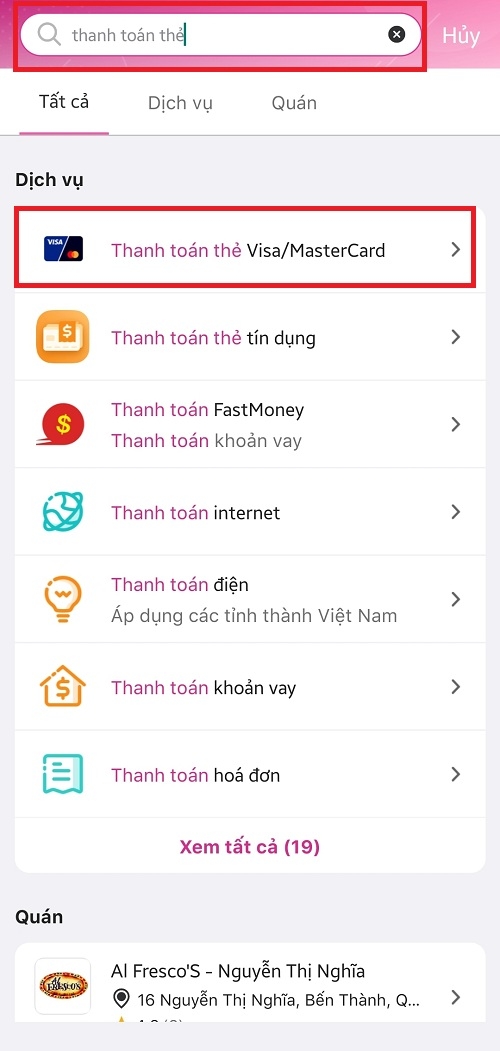 Hướng dẫn thanh toán thẻ tín dụng qua ví điện tử MoMo