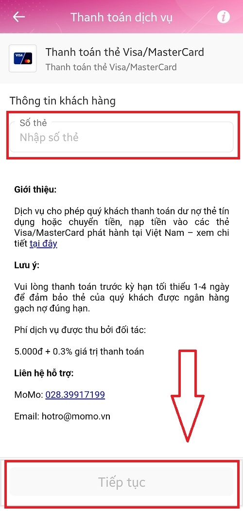 Hướng dẫn thanh toán thẻ tín dụng qua ví điện tử MoMo