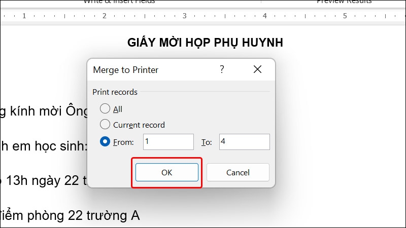 Cách tạo giấy mời hàng loạt trong Word