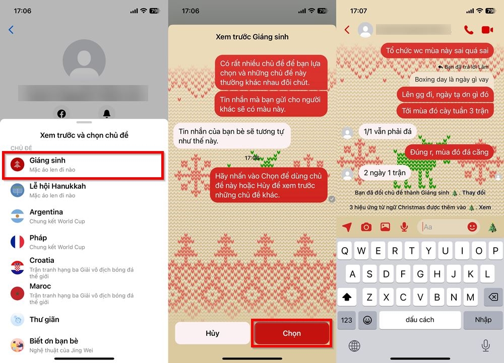 Cách thôi đổi chủ đề Giáng sinh trên Messenger 2