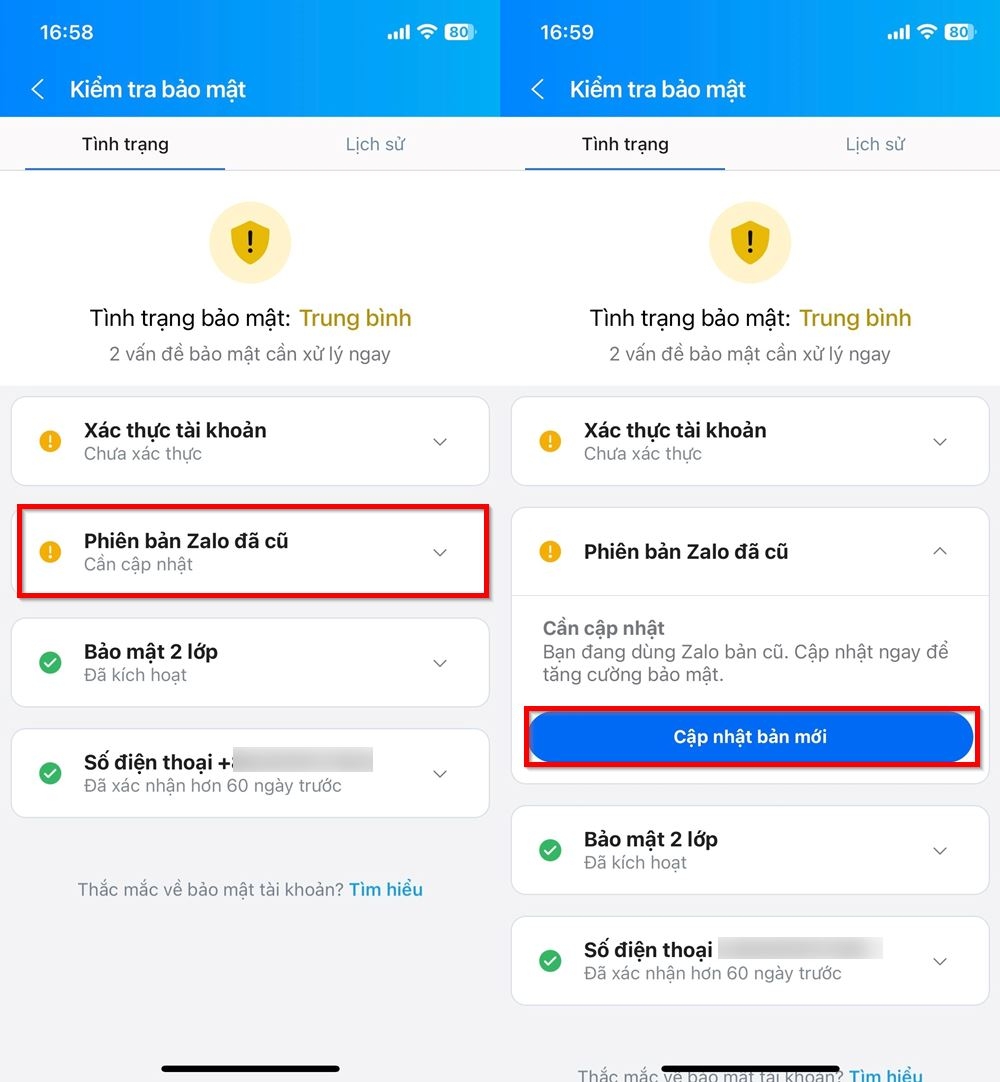 Cách kiểm tra bảo mật trên Zalo 4