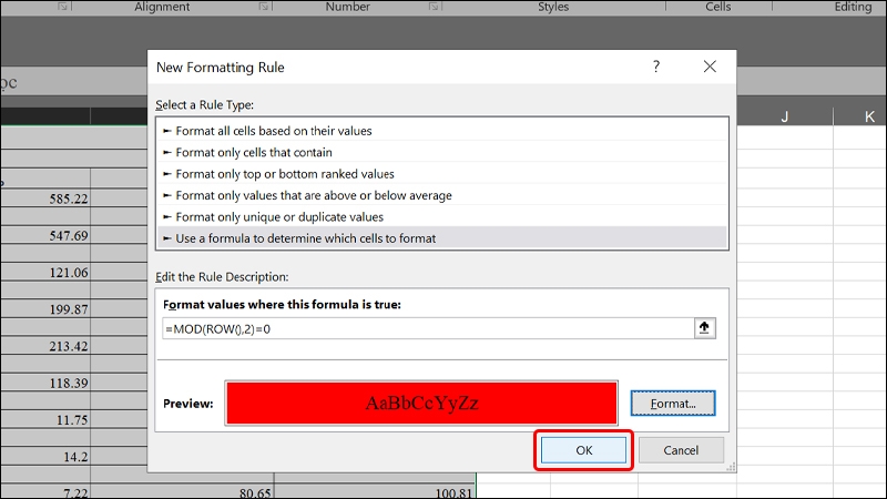 Hướng dẫn tô màu dòng xen kẽ trong Excel