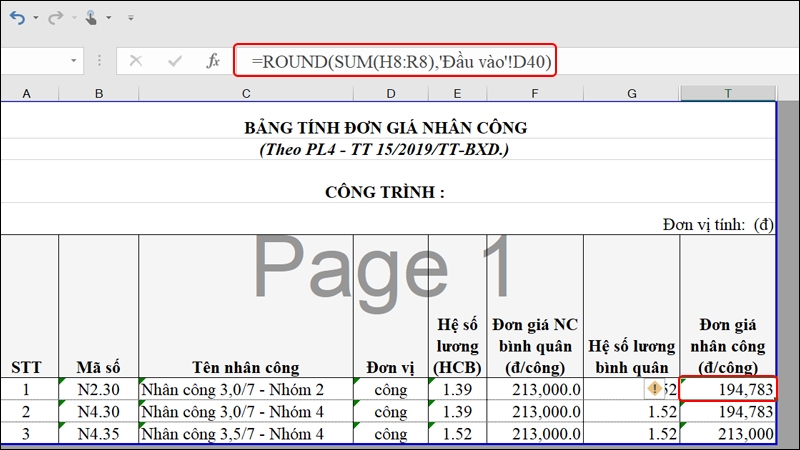 Cách ẩn hàm công thức tính trong Excel