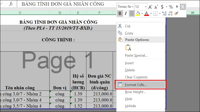 Cách ẩn hàm công thức tính trong Excel