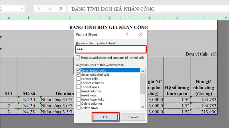 Cách ẩn hàm công thức tính trong Excel