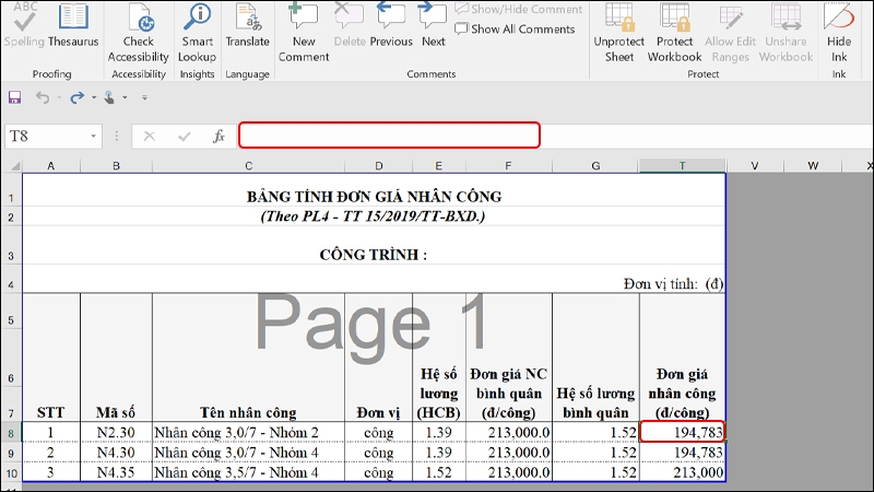 Cách ẩn hàm công thức tính trong Excel