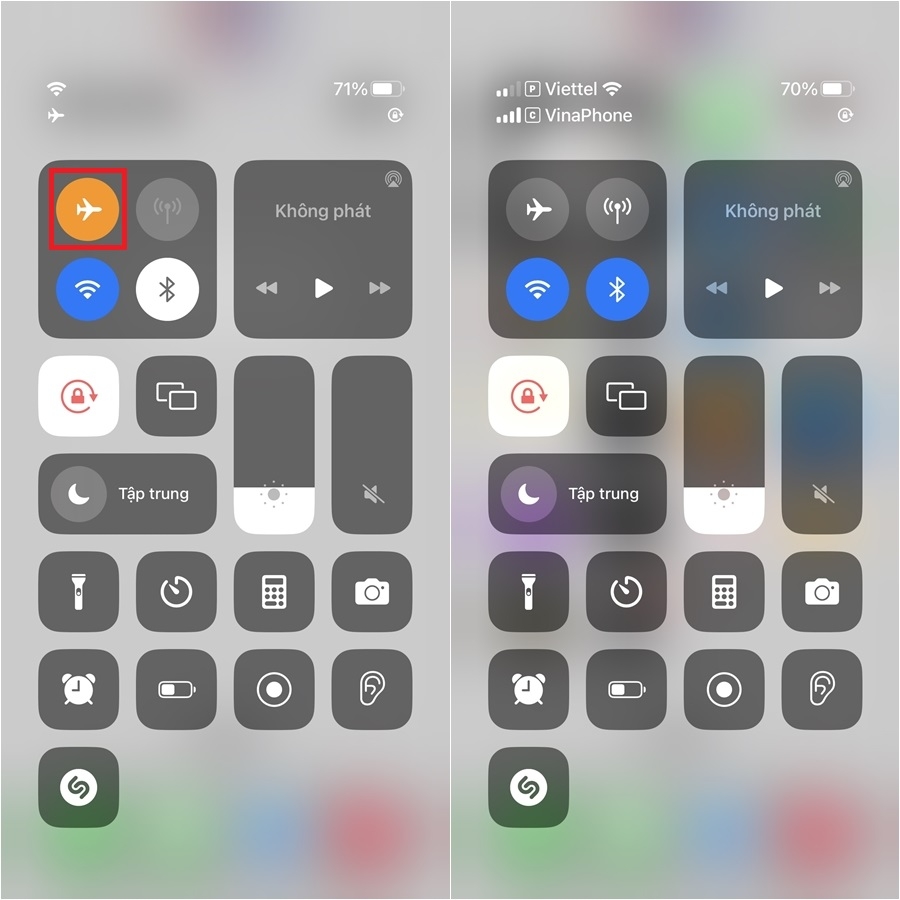 Bật tắt chế độ máy bay khắc phục iPhone sóng yếu